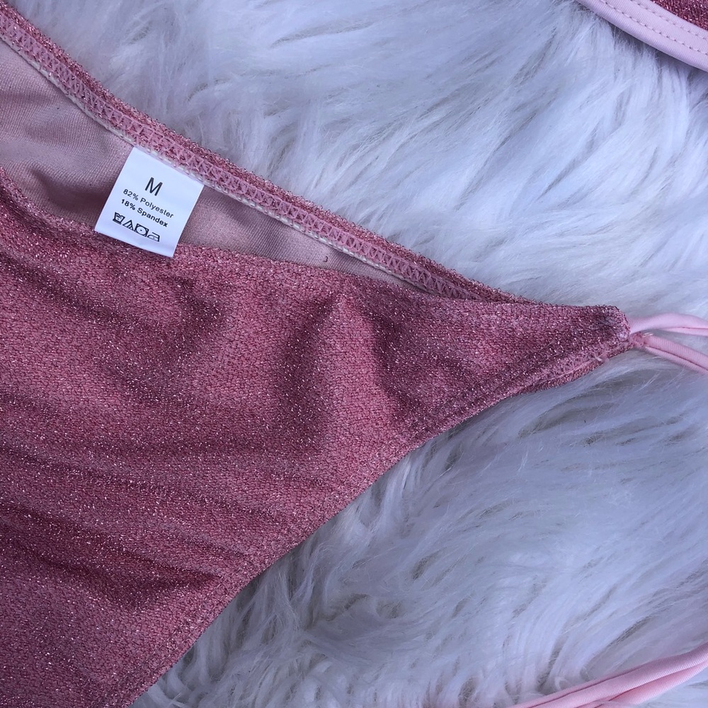 Dusty Rose Glitter Triangle Top Bikini Set 👙 - Picture 4 of 7